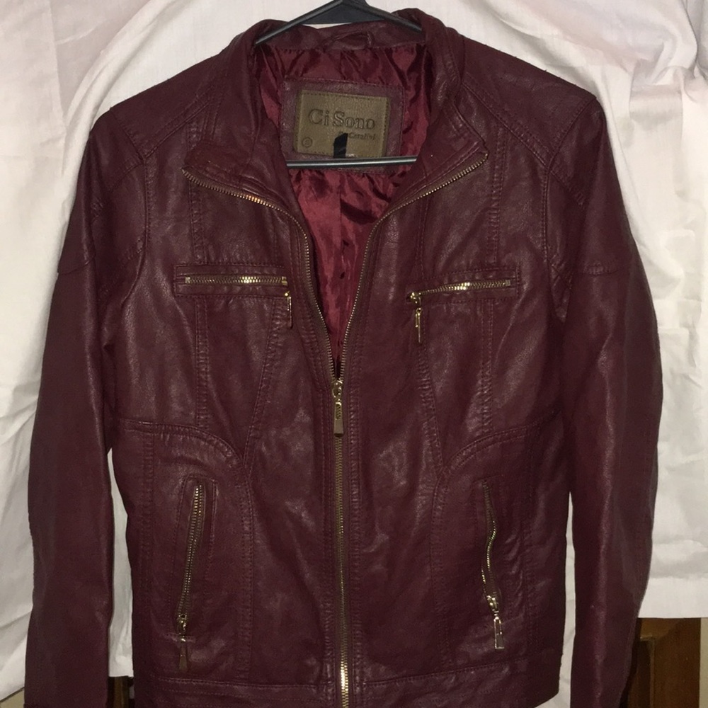 Dark Maroon Ci Sono leather jacket